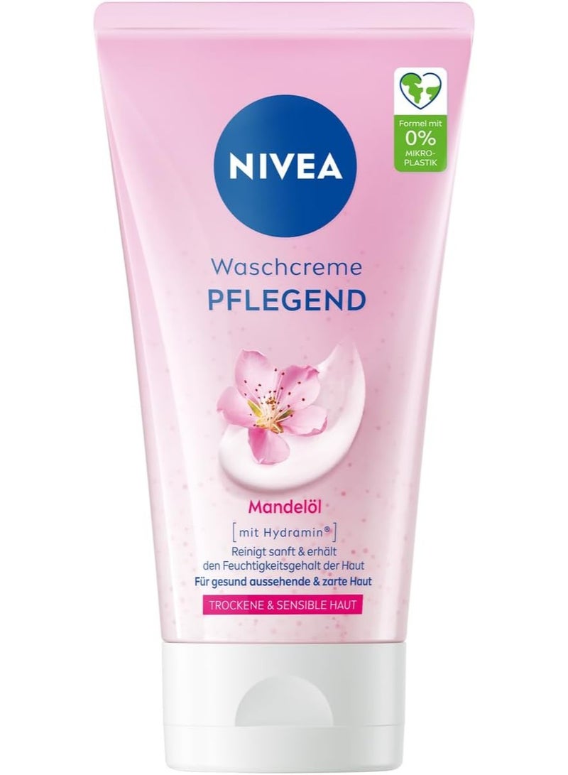 NIVEA Nourishing Cleansing Cream with Almond Oil, Gentle Facial Cleansing for Dry Sensitive Skin, Extra Gentle Facial Cleanser, Nourishing Cleansing Cream (150ml) - Image 2